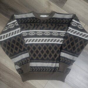 Vintage CLUB INTERNATIONAL Sweater Abstract Geometric Knit Size XL